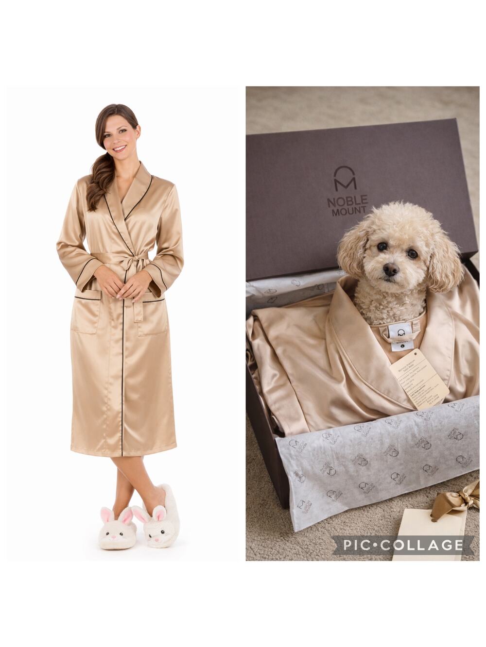 MSRP $125 ✨ Noble Mount Premium Satin Robe – Champagne | Size M ✨SAME DAY SHIP